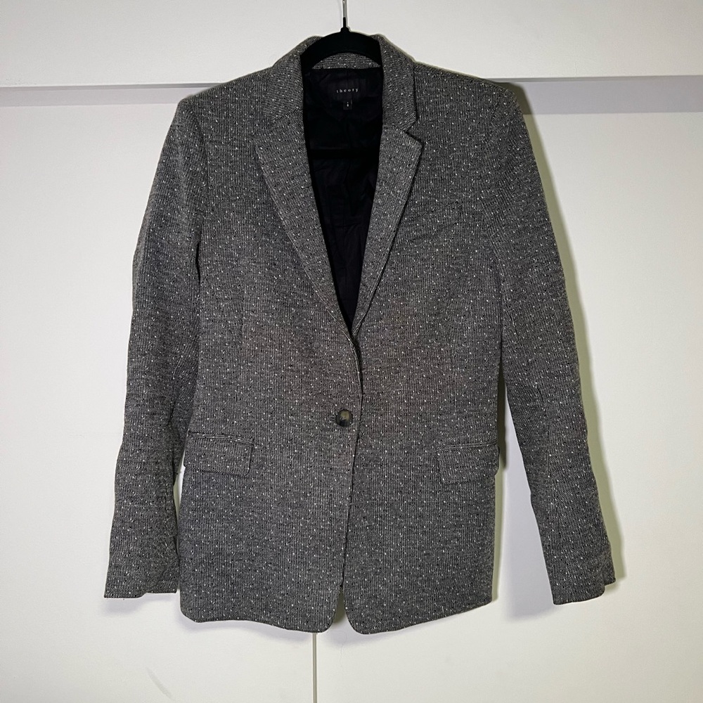 Theory Grey Tweed Blazer Size 8